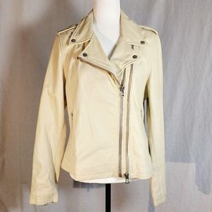 Goosecraft ivory leather biker jacket,  XL, NWT